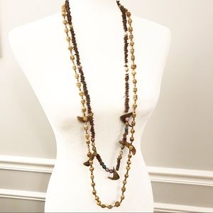 Set Of Two Fun Boho Cork & Wooden Beaded Necklaces